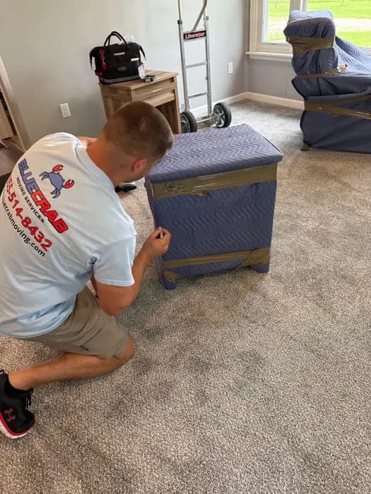 Movers in Silver Spring MD. Blue Crab crew on the job in a Montgomery County home.