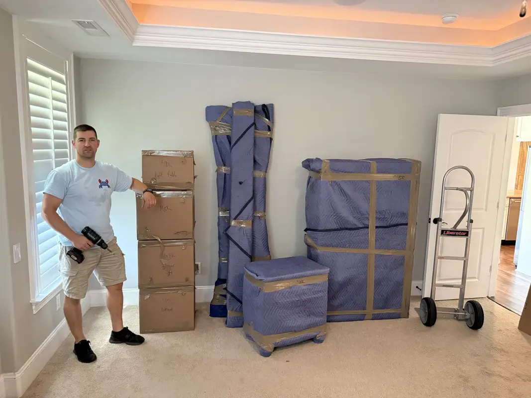 Office movers in Centreville. Blue Crab crew loading a Centreville office relocation.